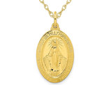Yellow Plated Sterling Silver Miraculous Oval Religious Medal Pendant Necklace with Chain